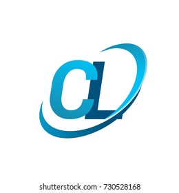 initial letter CL logotype company name colored blue swoosh design concept. vector logo for business and company identity.