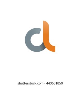 initial letter cl modern linked circle round lowercase logo orange gray