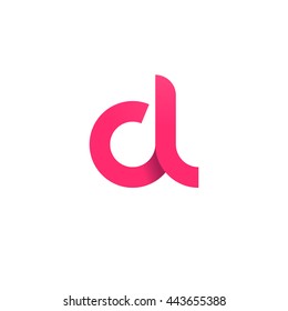 initial letter cl modern linked circle round lowercase logo pink