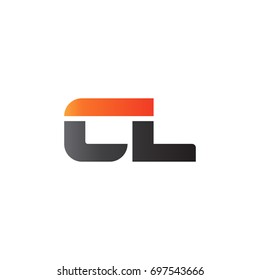 Initial letter CL, straight linked line bold logo, gradient fire red black colors