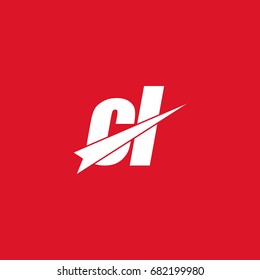 initial letter cl white logo in red background