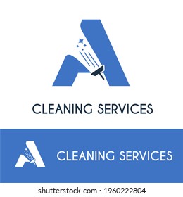 A Initial letter Cleaning Service Logo Idea. Housekeeping, Renovation and maintenance service company logo template. Housework cleaner disinfectant retail Business Logo vector template