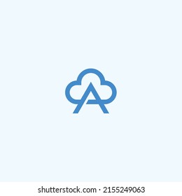 initial letter a with cloud logo design vector silhouette illustration