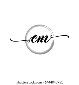 Initial letter CM beautiful handwriting logo vector template