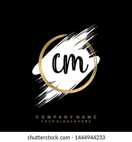 Initial letter CM beautiful handwriting logo vector template