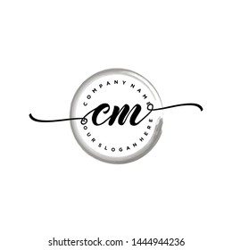 Initial letter CM beautiful handwriting logo vector template