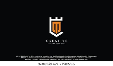 Letra inicial CM fort logo diseño vector inspiración.