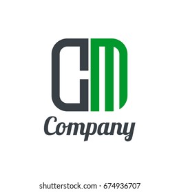 Initial Letter CM Linked Box Logo