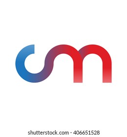 initial letter cm linked circle lowercase logo blue red