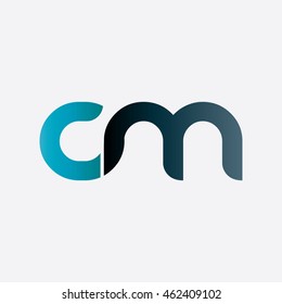 Initial Letter CM Linked Circle Lowercase Logo Blue Black