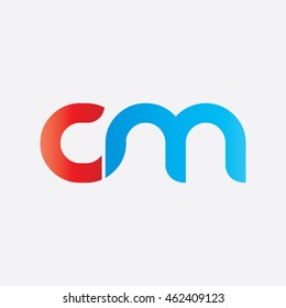 Initial Letter CM Linked Circle Lowercase Logo Red Blue