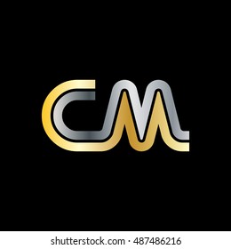 Initial Letter CM Linked Logo Gold Silver