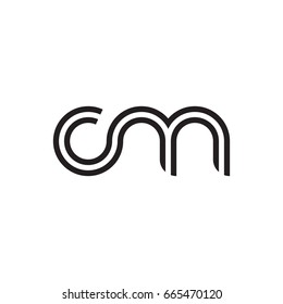 Initial letter cm, linked outline rounded lowercase, monogram black