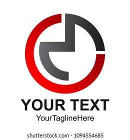 Initial letter CM logo design template element circle colored black red for business and company identity