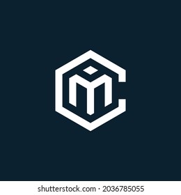 Diseño del logotipo del CM de la letra inicial, Ilustración vectorial