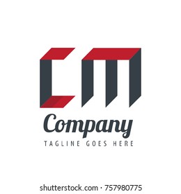 Initial Letter CM Logo With Ribbon Style