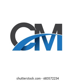 initial letter CM logotype company name colored blue and grey swoosh design. vector logo for business and company identity.
