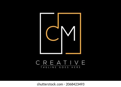 Initial letter cm, mc, c, m elegant and luxury Initial with Rectangular frame minimal monogram logo design vector template