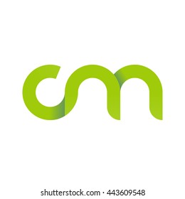 initial letter cm modern linked circle round lowercase logo green