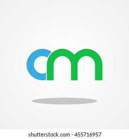 Initial letter CM OM lowercase logo design template blue green