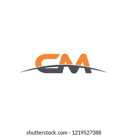 Initial letter CM, overlapping movement swoosh horizon logo vector