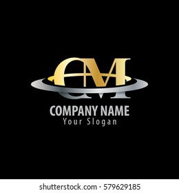 Initial Letter CM With Overlapping Swoosh Circle