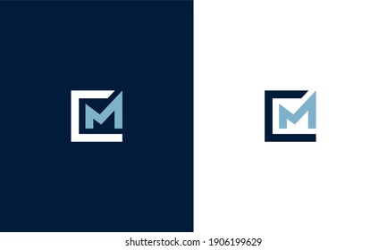 initial letter cm square shape vector