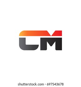 Initial letter CM, straight linked line bold logo, gradient fire red black colors
