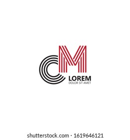 Initial letter cm uppercase modern logo design template elements. Black and red letter Isolated on white background. Suitable for business, consulting group company.