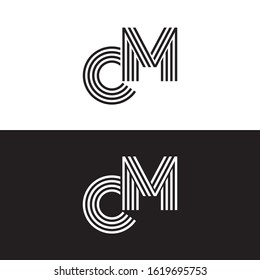 Initial letter cm uppercase modern logo design template elements. Black and white letter Isolated on white and black background. Suitable for business, consulting group company.