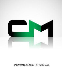 Initial letter CM uppercase modern and simple logo linked green and black colored, isolated in white background. Vector design for company identity.