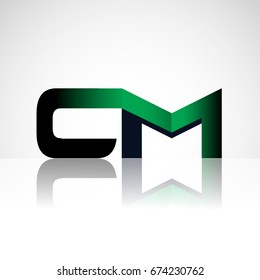 Initial letter CM uppercase modern and simple logo linked green and black colored, isolated in white background. Vector design for company identity.