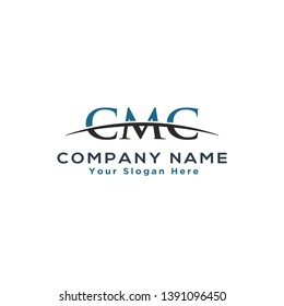 Initial letter CMC, overlapping movement swoosh horizon logo company design inspiration in blue and grey color vector