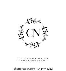 Initial letter CN beautiful handwriting logo vector template