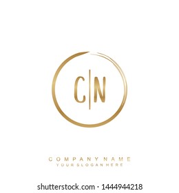Initial letter CN beautiful handwriting logo vector template