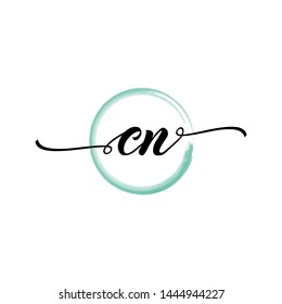Initial letter CN beautiful handwriting logo vector template
