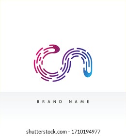 Initial Letter CN Linked Circle Lowercase Logo Blue
