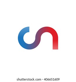initial letter cn linked circle lowercase logo blue red