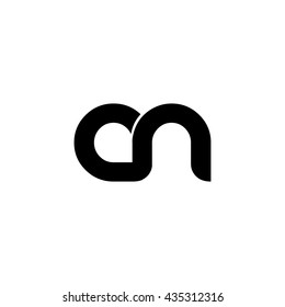 Initial Letter AN CN Linked Circle Lowercase Logo Black