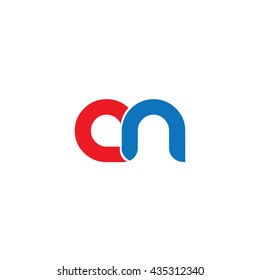 Initial Letter AN CN Linked Circle Lowercase Logo Red Blue
