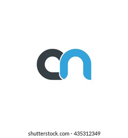 Initial Letter AN CN Linked Circle Lowercase Logo Black Blue