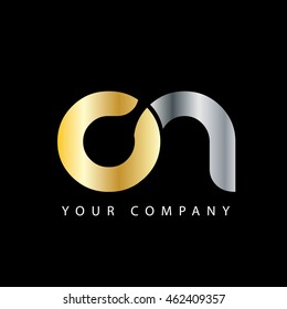 Initial Letter CN Linked Circle Lowercase Logo Gold Silver