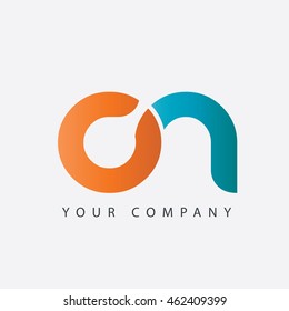 Initial Letter CN Linked Circle Lowercase Logo Orange Blue