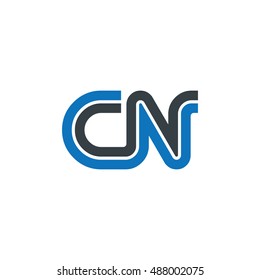 Initial Letter CN Linked Design Logo Blue Black