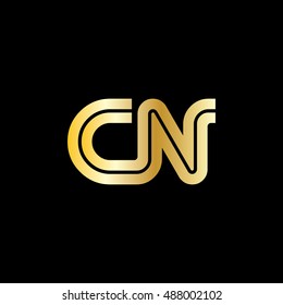Initial Letter CN Linked Design Logo Gold