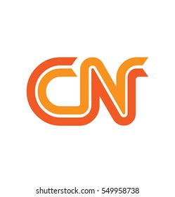 Initial Letter CN Linked Linear Design Logo Orange