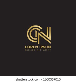 Initial Letter CN linked uppercase overlap modern gold logo vector design template. Suitable for business, consulting group company.