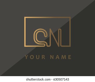 Initial Letter CN Logo Gold Luxury With Box 
