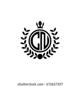 Initial Letter CN Logo Linked Circle Shape with Crown and wheat Icon