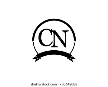initial letter CN logo monogram retro black